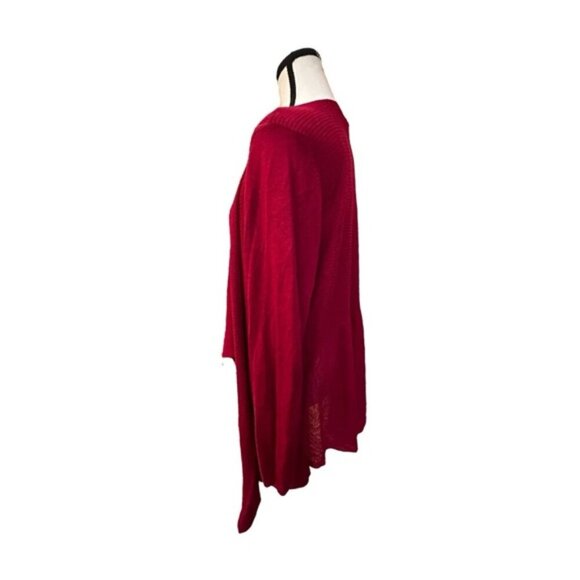 Women’s torrid 2 Crimson Red Drape Front Waffle Knit Waterfall Cardigan - Picture 4 of 13